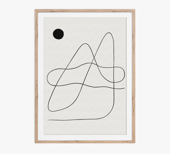 Moon Landscape Minimal Continuous Line Drawing