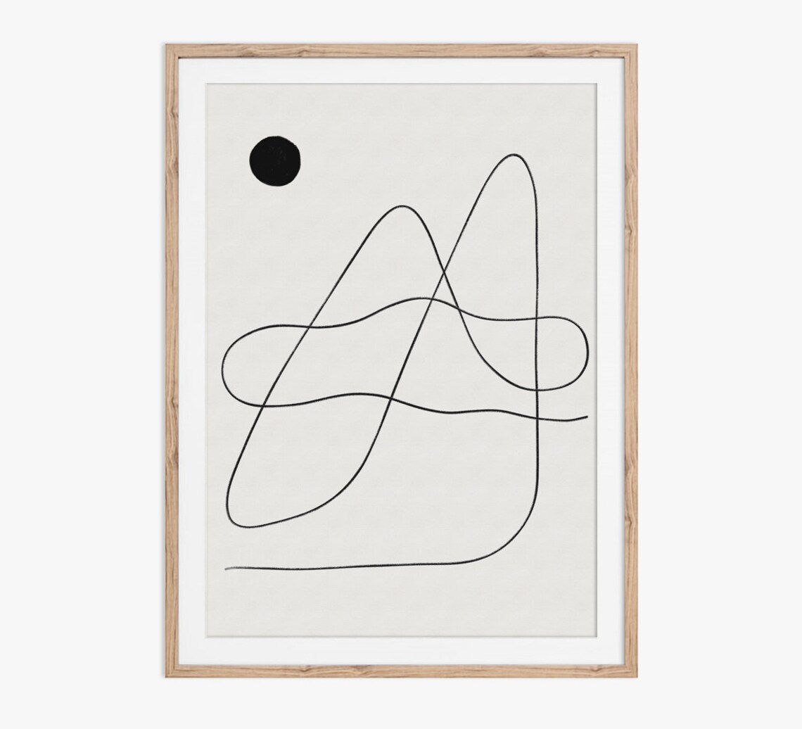 Moon Landscape Minimal Continuous Line Drawing