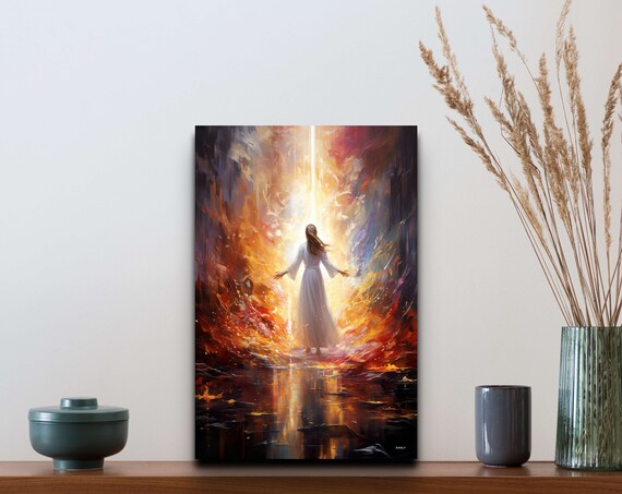 Woman Walking Into Light Spiritual Ascension Heavenly Art Poster