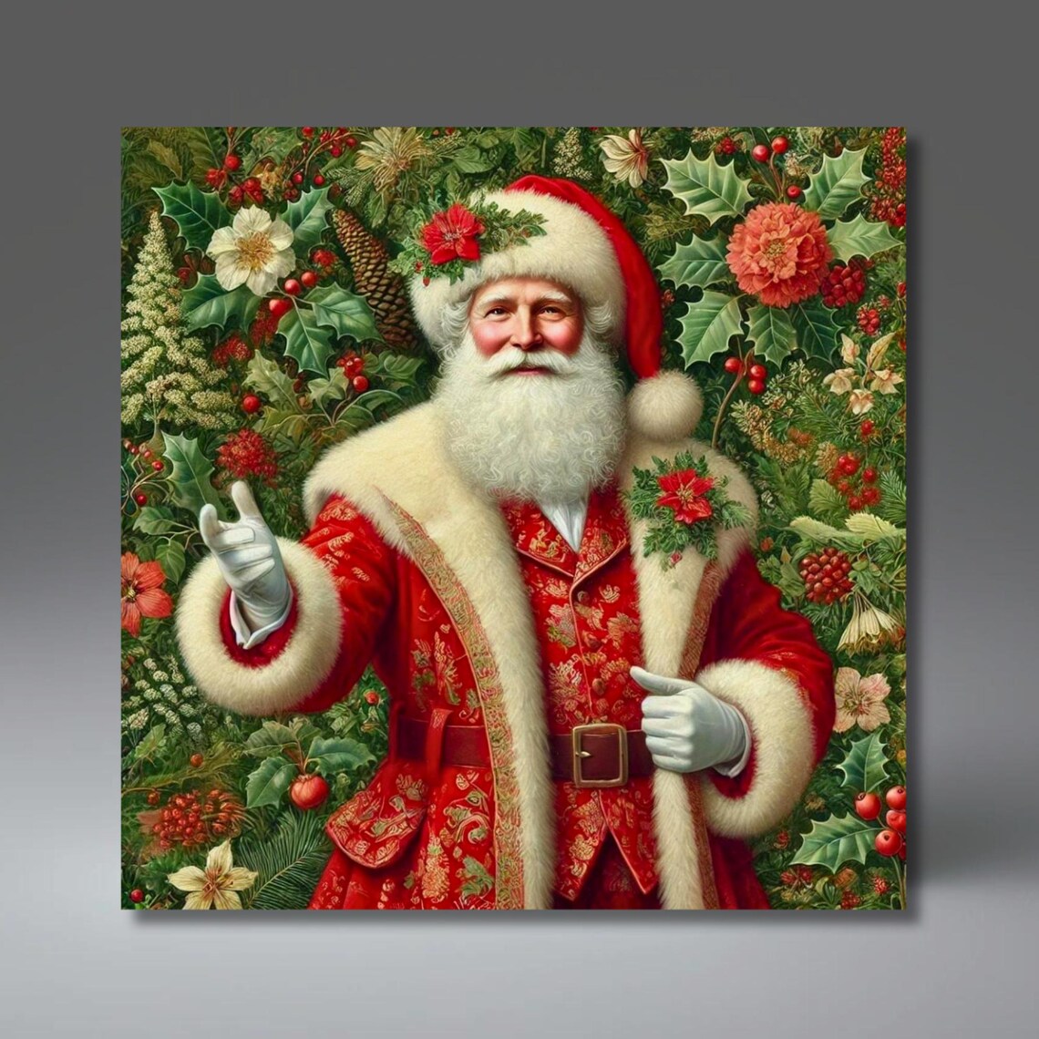 William Morris-Inspired Santa Claus Art Print