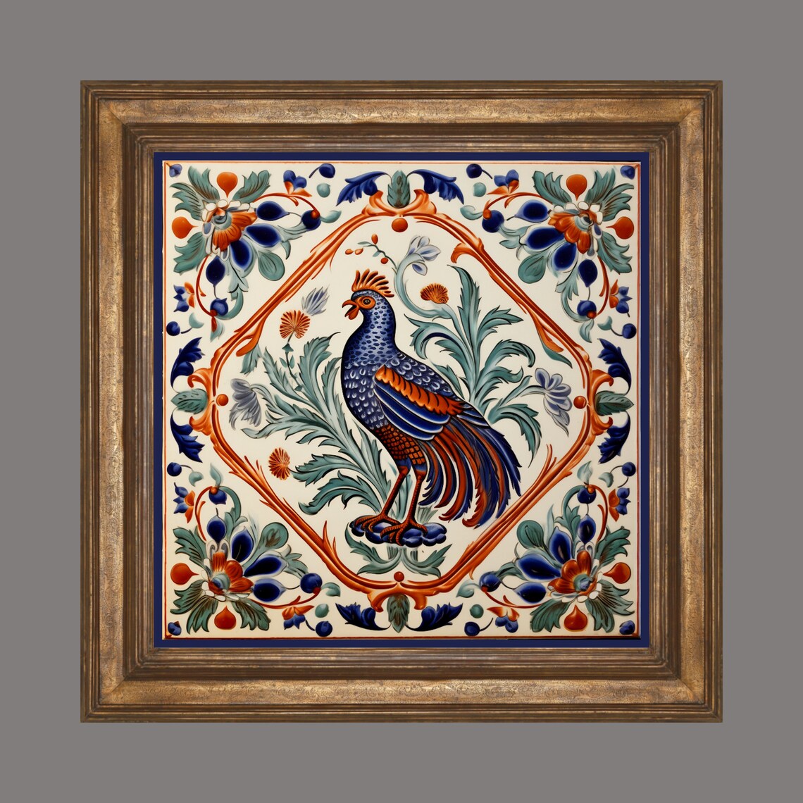 Deruta Rooster Tile, Italian Kitchen Wall Art Print - Image 4