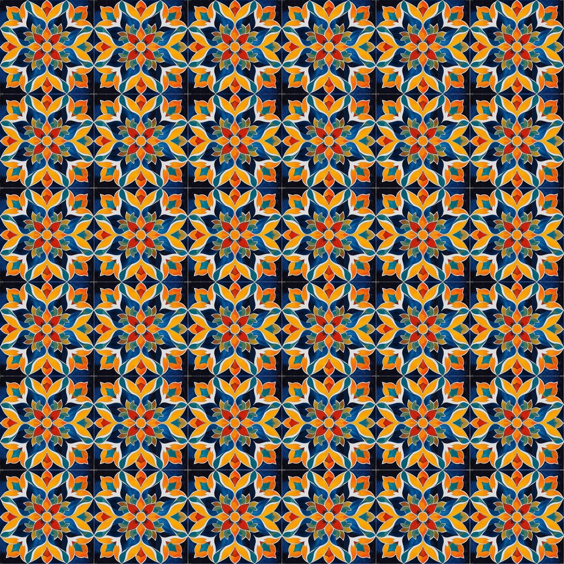 Handmade Moroccan Ceramic Tile Decorative Tile Backsplash Tile Spanish Influence Wall Art Geometric Kitchen Tile Boho Art Decor - Image 3