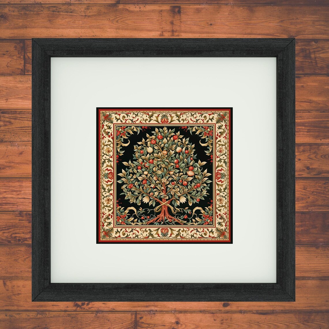 William Morris Inspired Botanical Tree Decorative Tile - Image 2