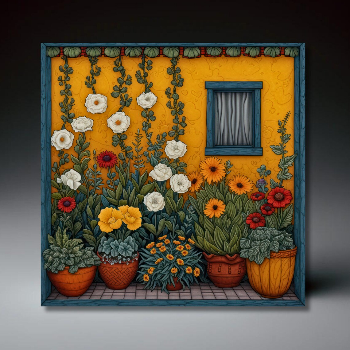 Flower Garden Ceramic Tile, Botanical Wall Accent