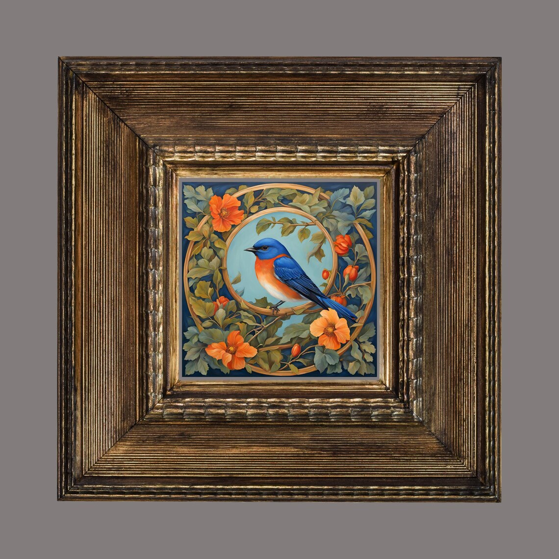 William Morris Inspired Eastern Bluebird Art Print - Image 3