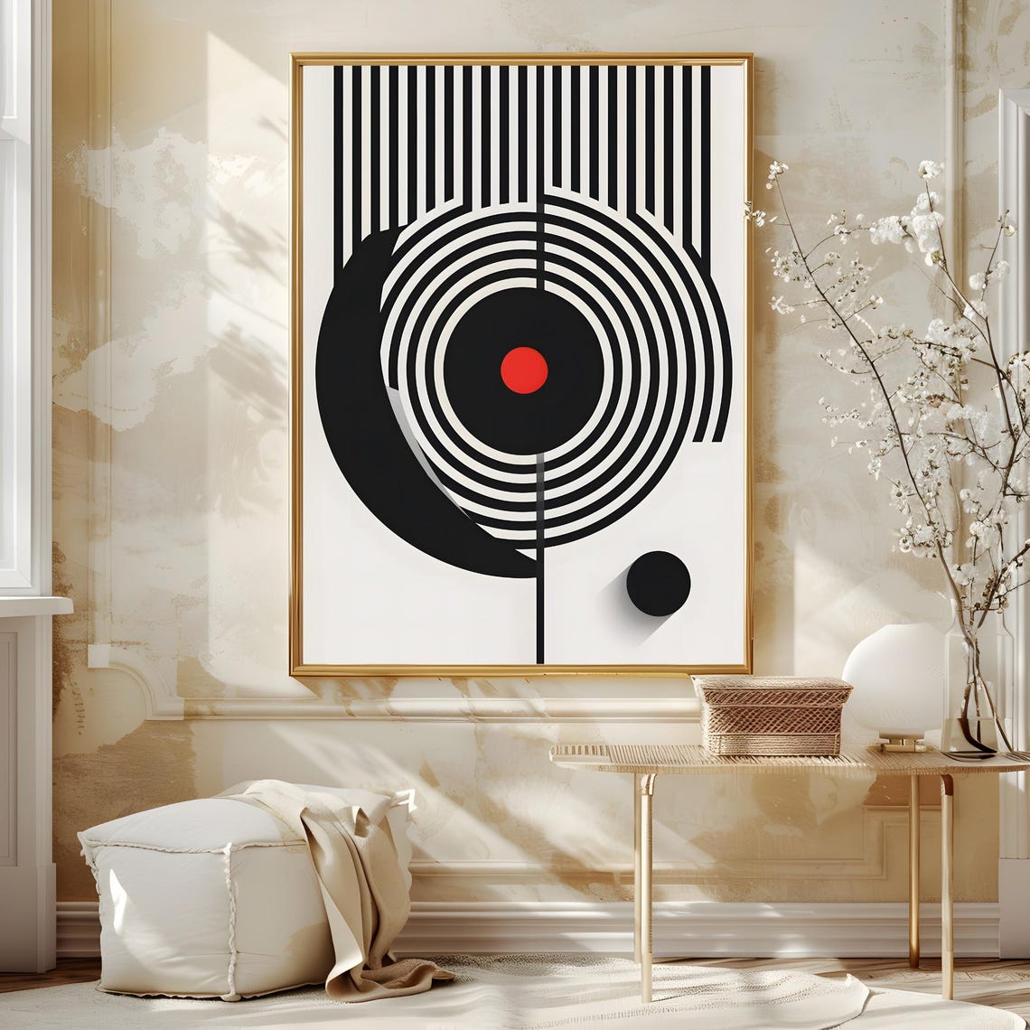 Mid Century Modern Wall Art Abstract Wall Decor Art Print Minimal Black And White Art Print Boho Art Neutral Geometric Shapes Wall Art - Image 3