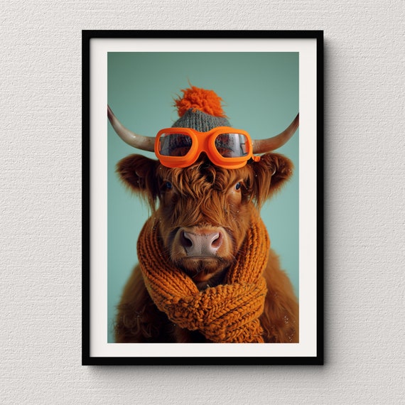 Print Highland Cow Drinking Coffee Chilling Cute Cow Wall Art For The Animal Lover Aesthetic Prints Prints Cow Prints