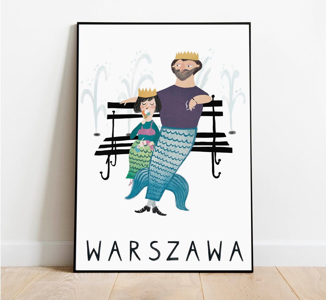 Warszawa Warszawska Syrenka Poland Travel Poster - Image 2
