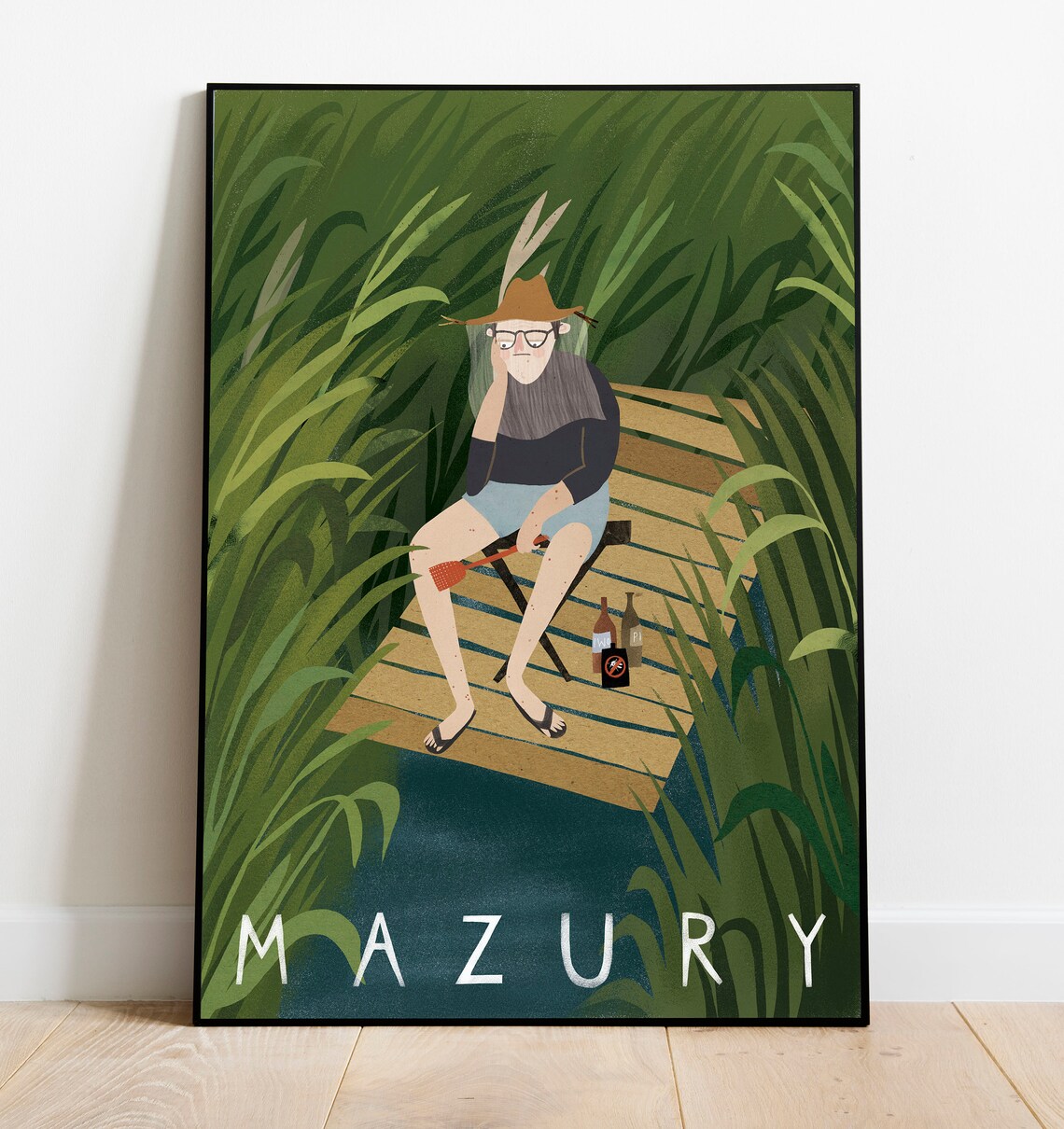 Mazury Poland Vintage Travel Poster, Beach Print