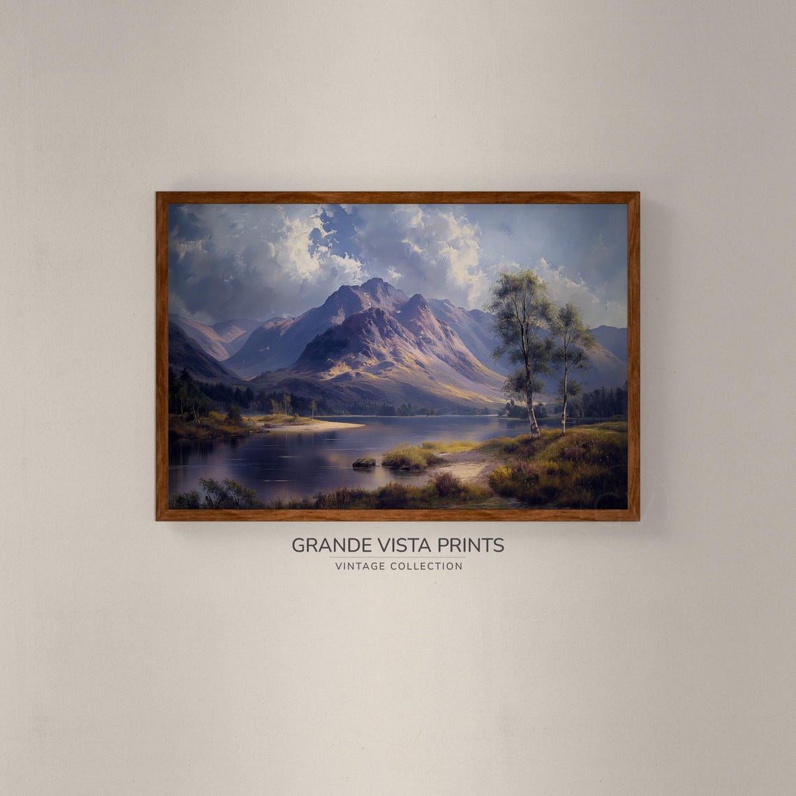 Moody Lake Shore Landscape Painting Wall Art Gv4067 - Image 2