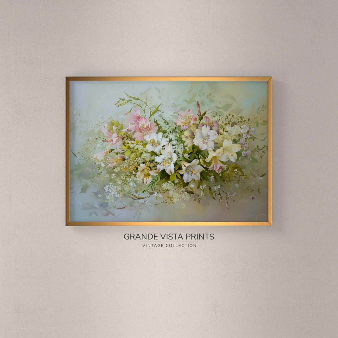 Pink White Alstroemeria Bouquet Spring Floral Still Life Poster