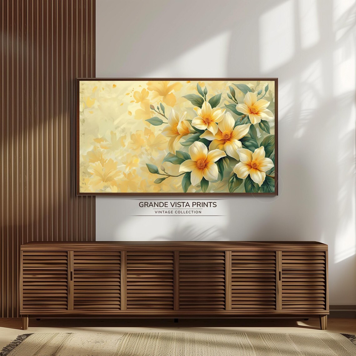 Golden Yellow Blossom Branch Spring Floral Painting Wall Poster - Image 3