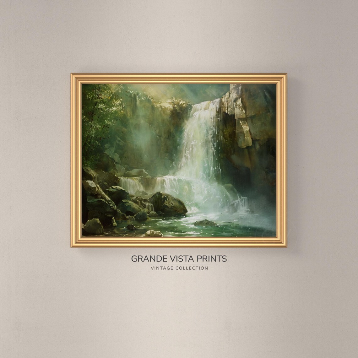 Waterfall Painting Forest Waterfall Artwork Forest Falls Wall Art Gv4800 - Image 3