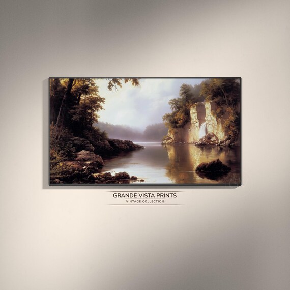 Forest Lake Landscape Wallpaper Lake Landscape Painting Frame Tv Artwork Gv4883