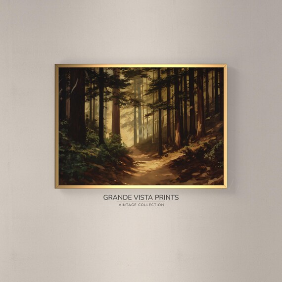 Forest Artwork Painting Pine Trees Wall Art Evergreen Trees Art Print Forest Scene Gv4363
