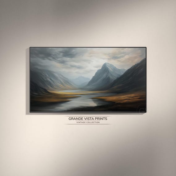 Mountain River Valley Landscape Wallpaper Mountain Landscape Painting Frame Tv Artwork Gv4884