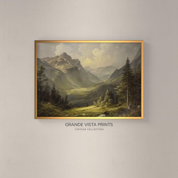 Mountain Valley Wall Art Mountain Landscape Artwork Mountain Valley Landscape Mountain Valley Art Print Gv4358