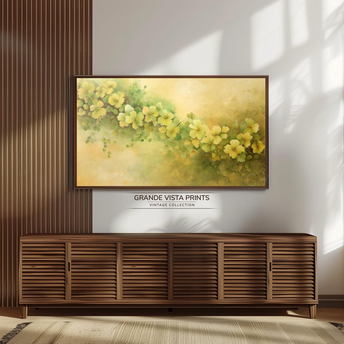 Yellow Flower Painting Frame Tv Art Green And Yellow Painting Frame Tv Art Yellow Flower Tv Artwork Yellow Floral Screensaver Gv4275 - Image 3