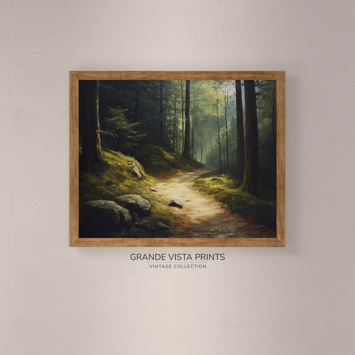Pine Forest Trail Sunlit Path Mossy Ground Woodland Walk Travel Poster - Image 4