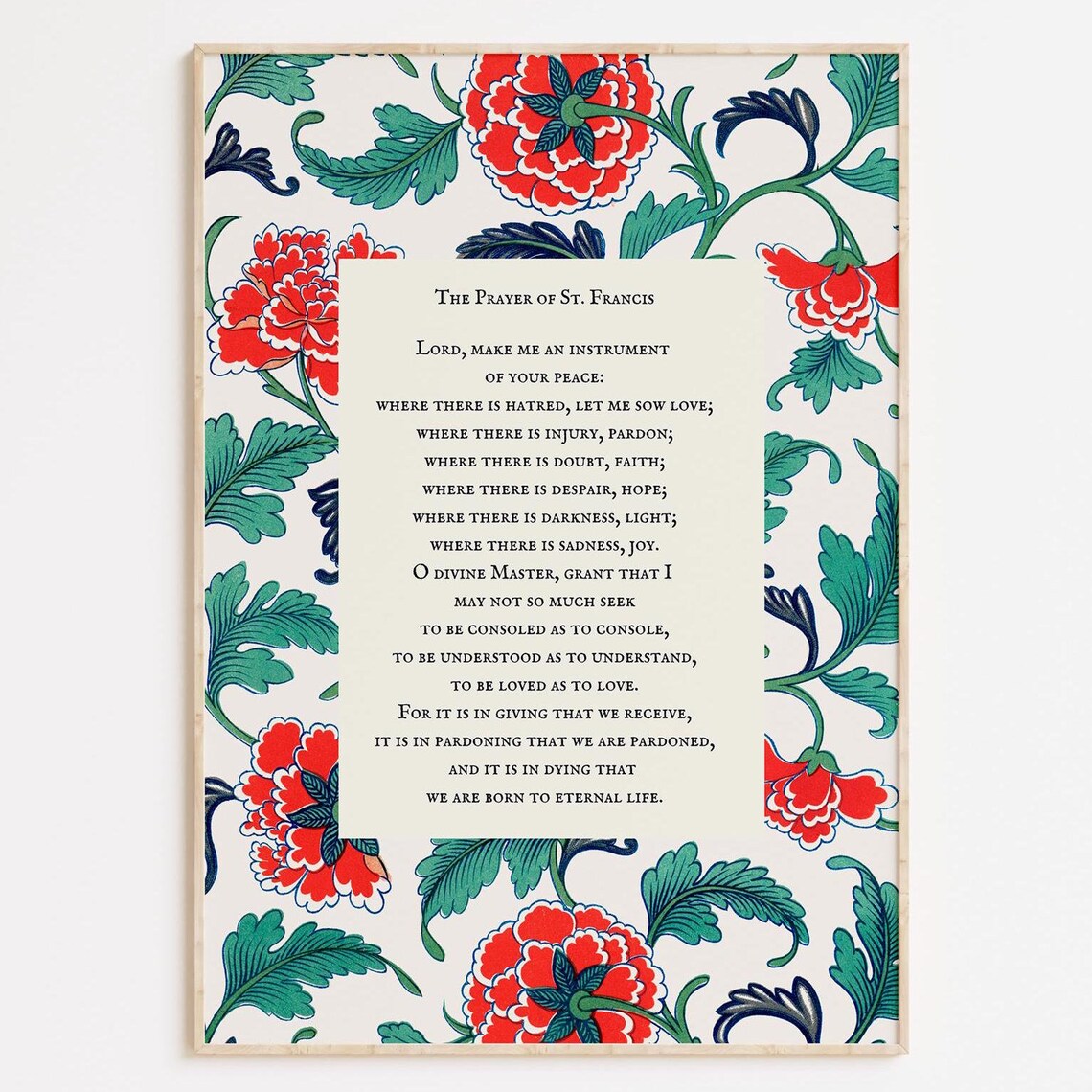 St Francis Prayer Print Catholic Botanical Wall Art
