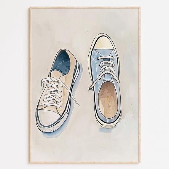 Sneakers Print Minimalist Shoe Art For Dorm Decor