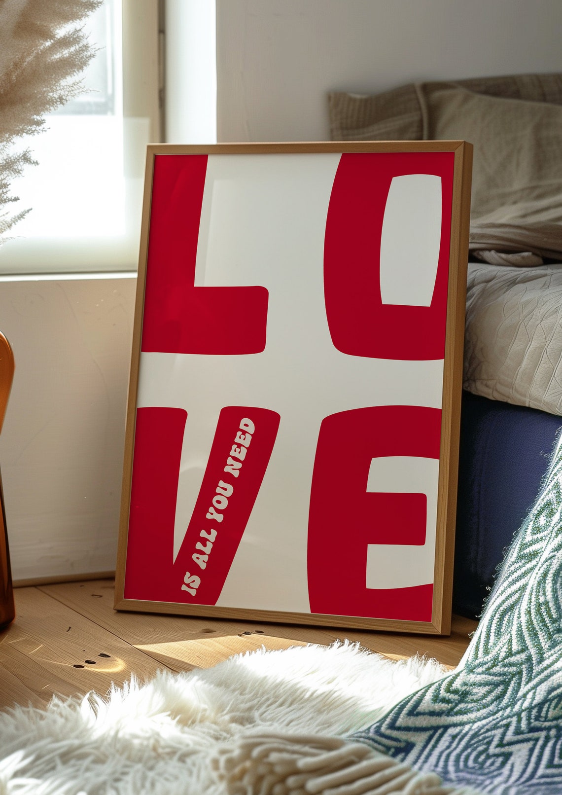 Love Is All You Need Bold Red Retro Typography Statement Poster - Image 2