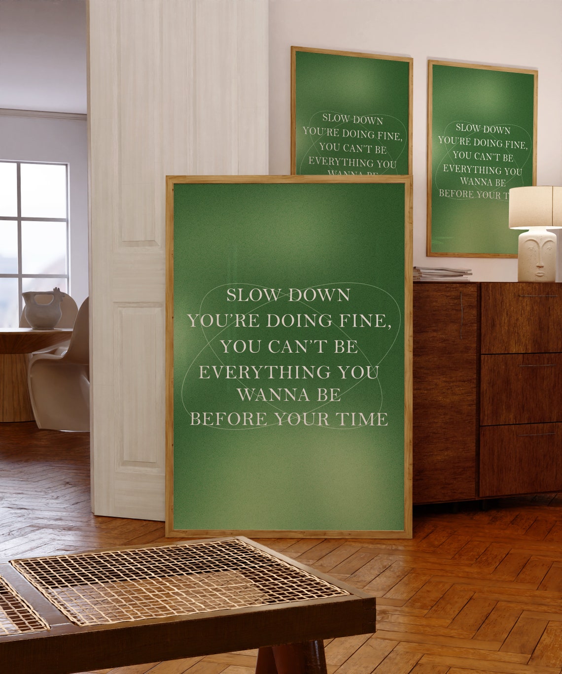 Slow Down Affirmation Emerald Green Retro Quote Motivational Poster - Image 4
