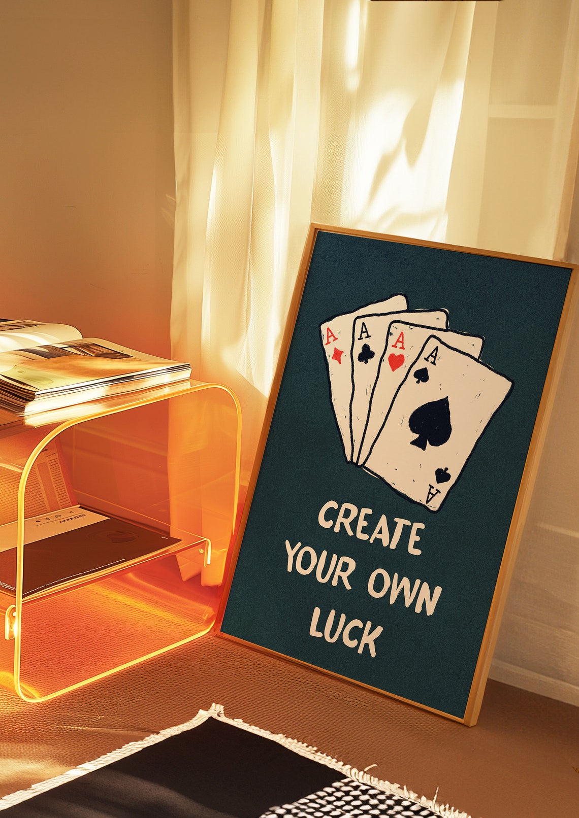 Create Your Own Luck Four Aces Playing Card Retro Game Poster - Image 4