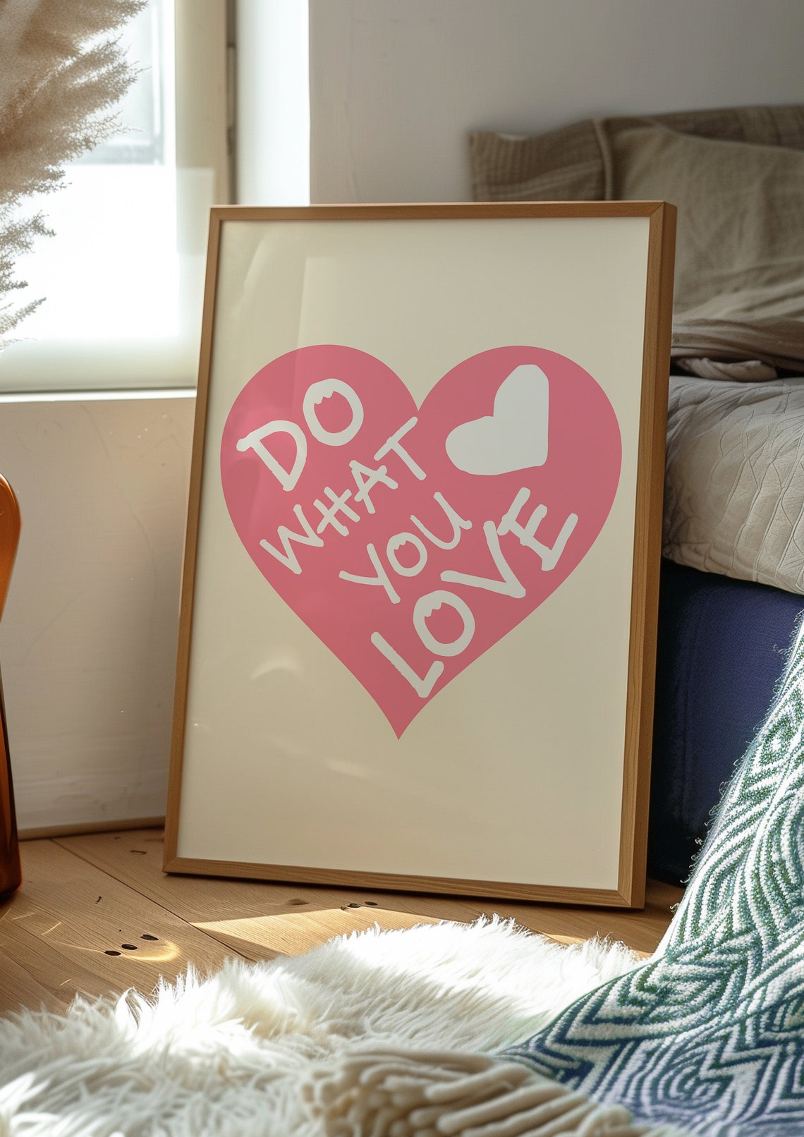 Do What You Love Big Pink Heart Retro Typography Quote Poster - Image 2