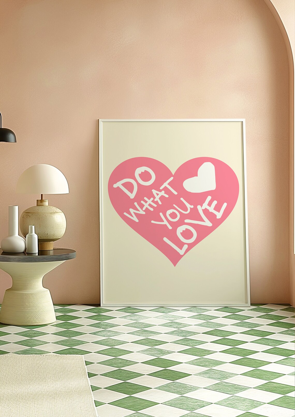 Do What You Love Big Pink Heart Retro Typography Quote Poster - Image 3