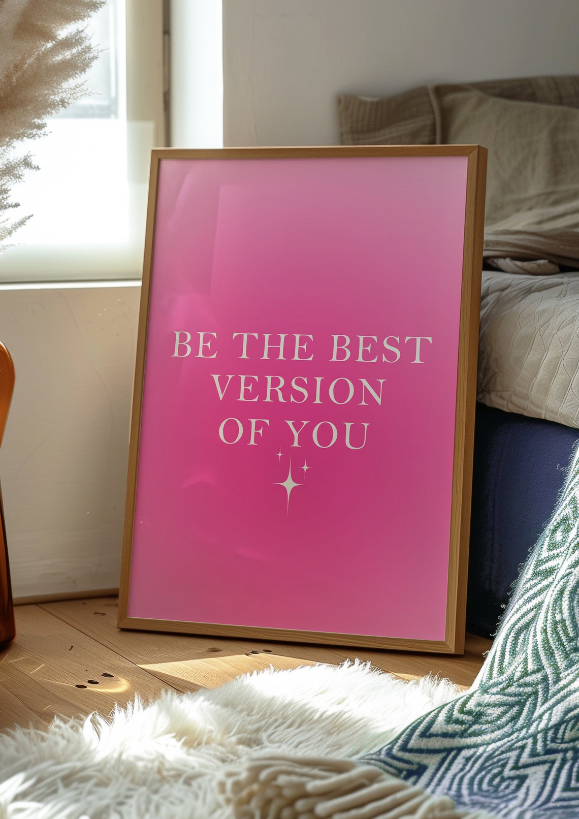 Be The Best Version Of You Bold Hot Pink Sparkle Serif Quote Poster - Image 2