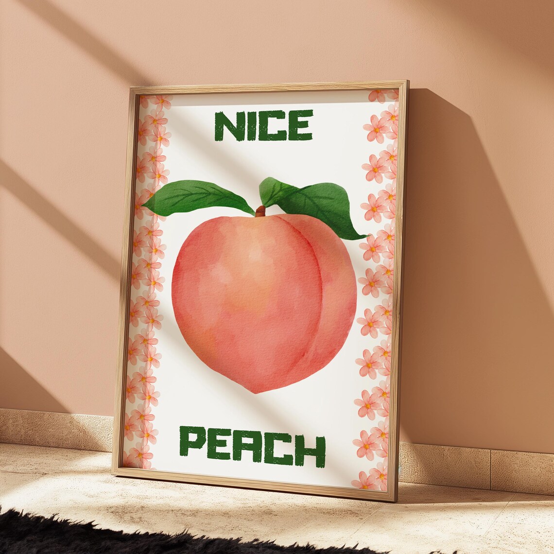 Nice Bum Peach Bathroom Art Print, Funny Decor - Image 4