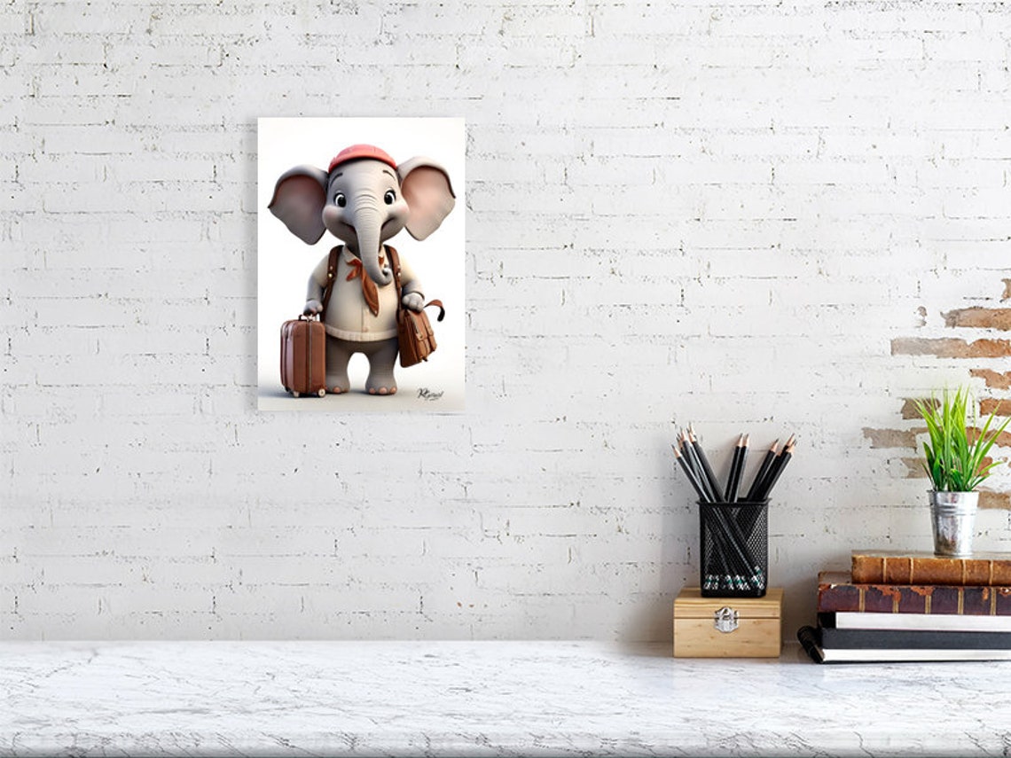 Cute Baby Elephant Student With Suitcase Back to School Poster - Image 2
