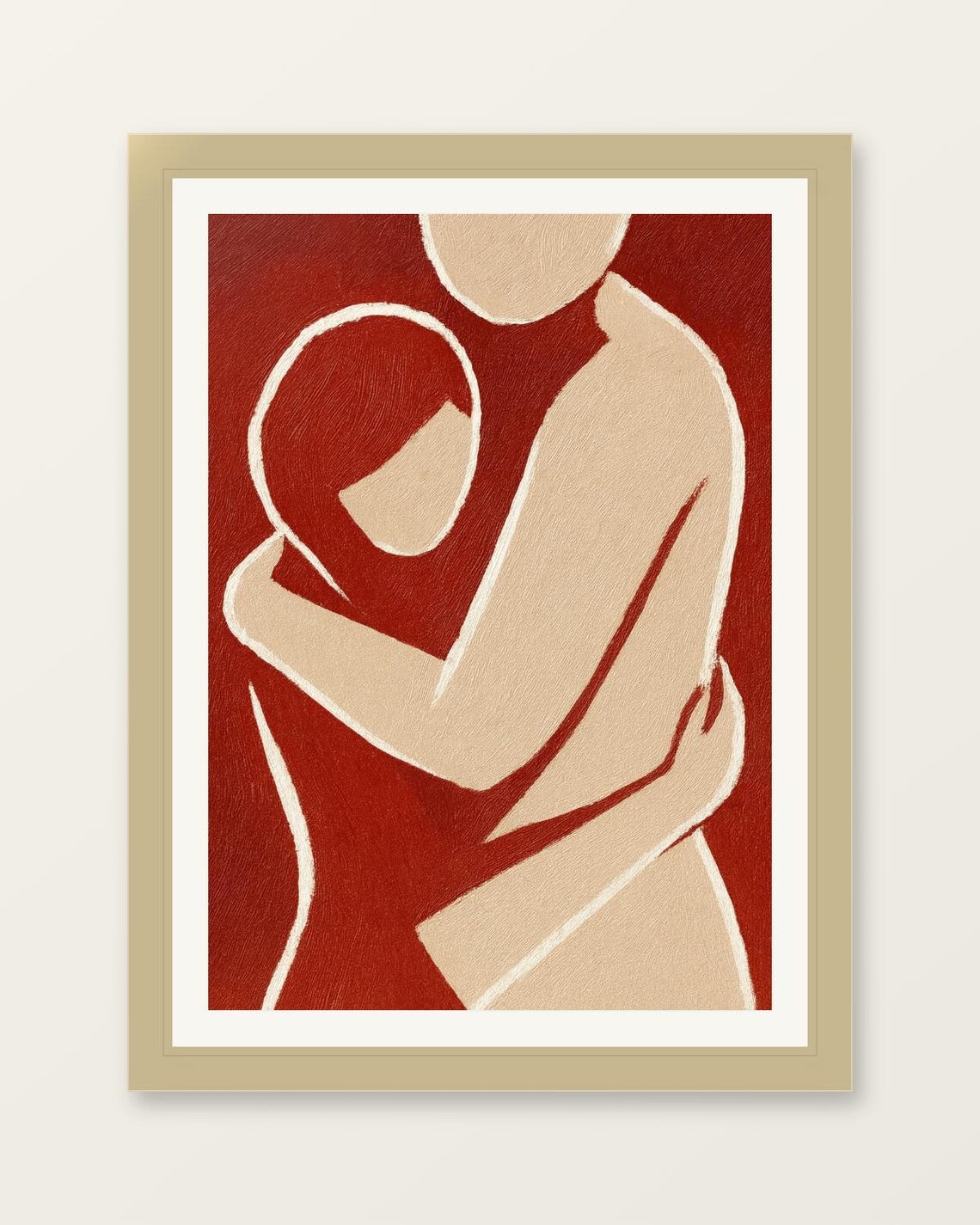 Abstract Red Embrace Wall Art Modern Minimalist Poster
