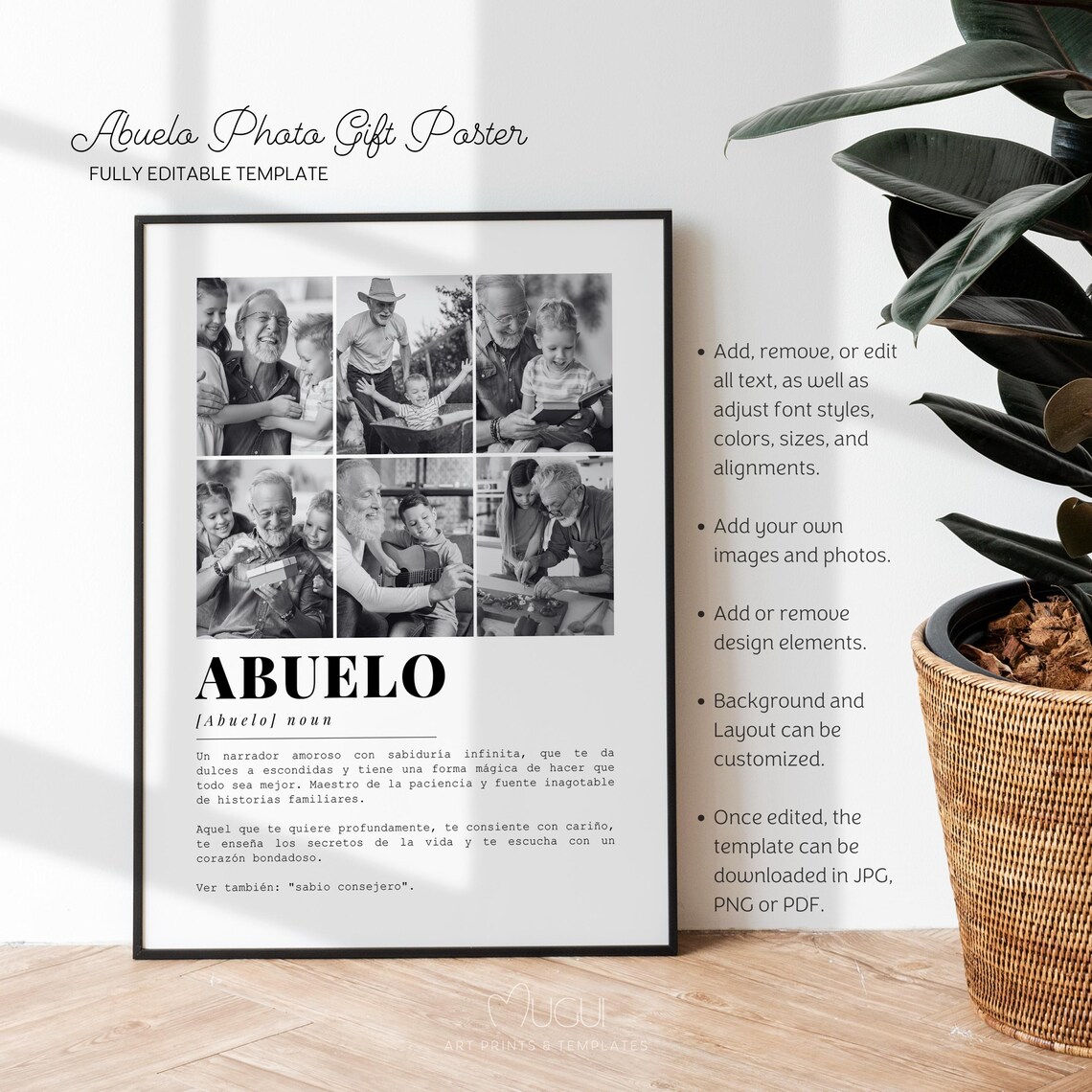 Spanish Version Grandfather Definition Poster Gift - Image 5