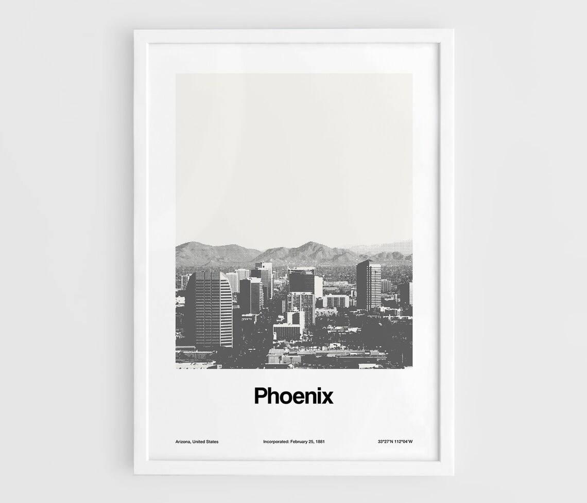 Phoenix Minimalist Skyline, Arizona Travel Poster