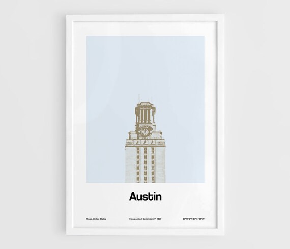 Austin Texas Skyline, Minimalist Poster Print