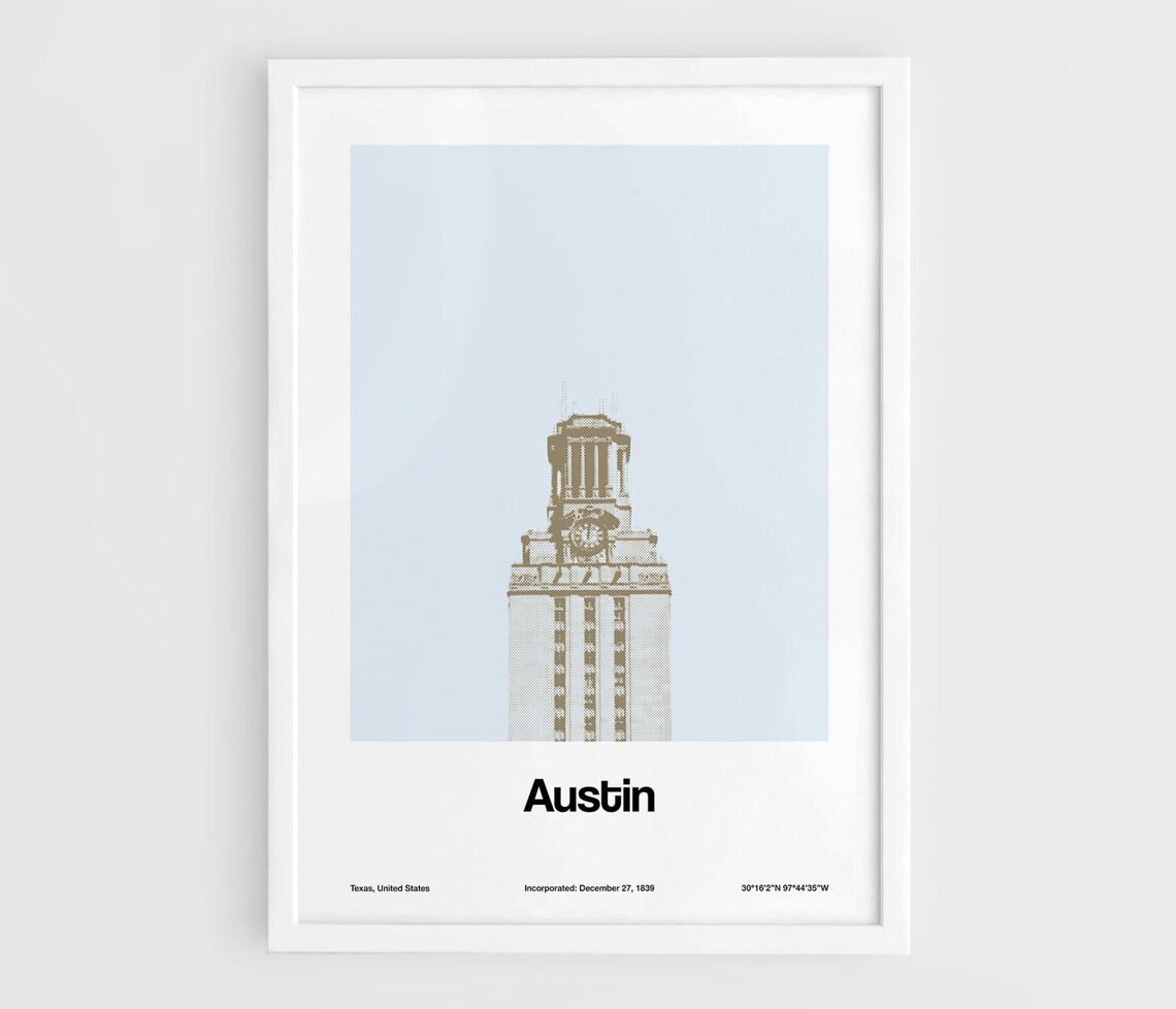 Austin Texas Skyline, Minimalist Poster Print