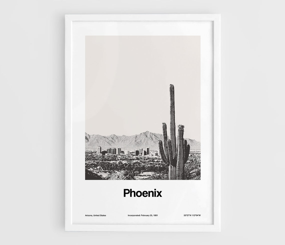 Phoenix Arizona Minimalist City Print, Skyline