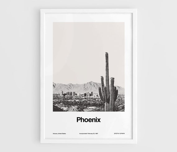 Phoenix Arizona Minimalist City Print, Skyline