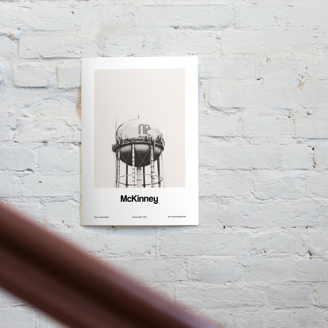McKinney TX Minimalist Art Print, Downtown Water Tower - Image 2