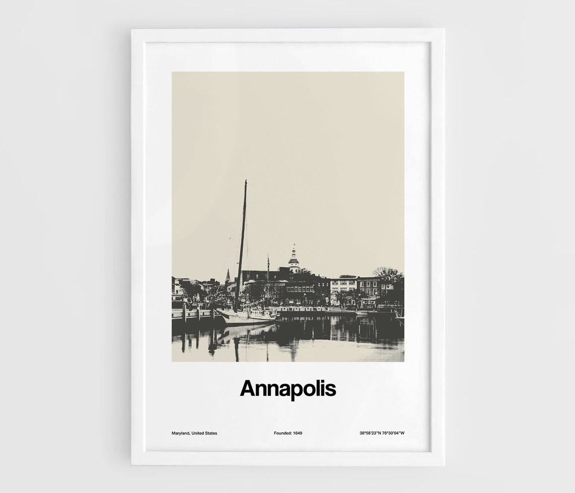 Annapolis City Dock Minimalist Poster, Maryland