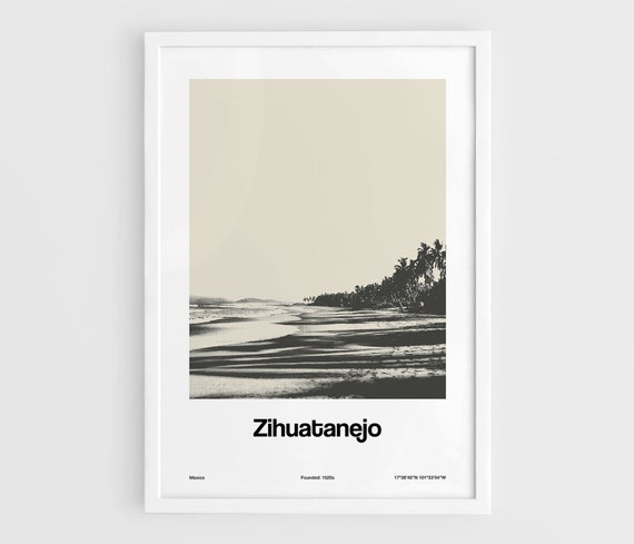 Zihuatanejo Ixtapa Minimalist Travel Poster, Mexico