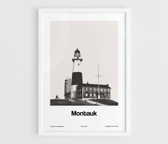Montauk Point Light Minimalist New York Travel Poster