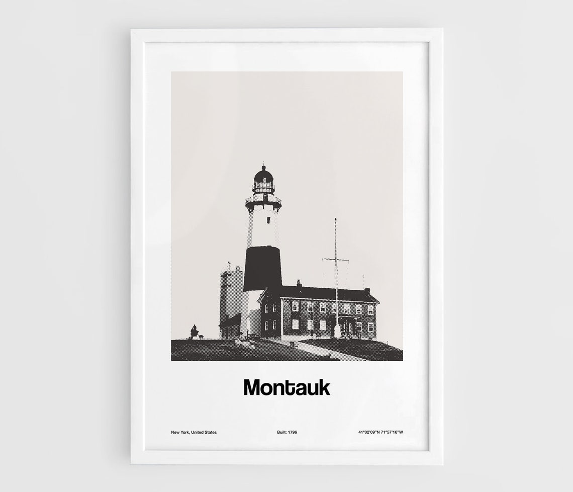 Montauk Point Light Minimalist New York Travel Poster
