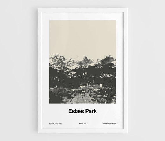 Estes Park Colorado Minimalist Travel Poster, Downtown