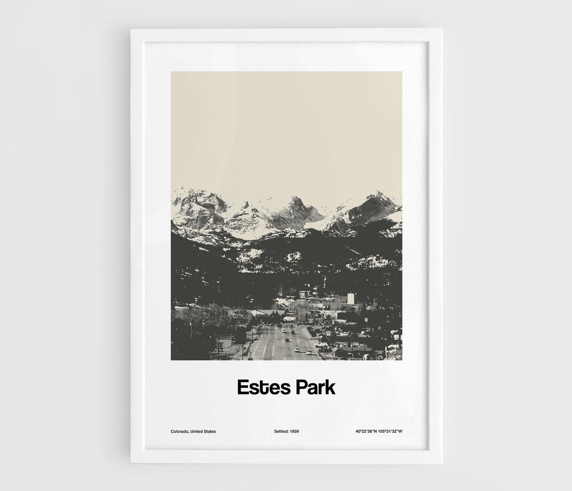 Estes Park Colorado Minimalist Travel Poster, Downtown