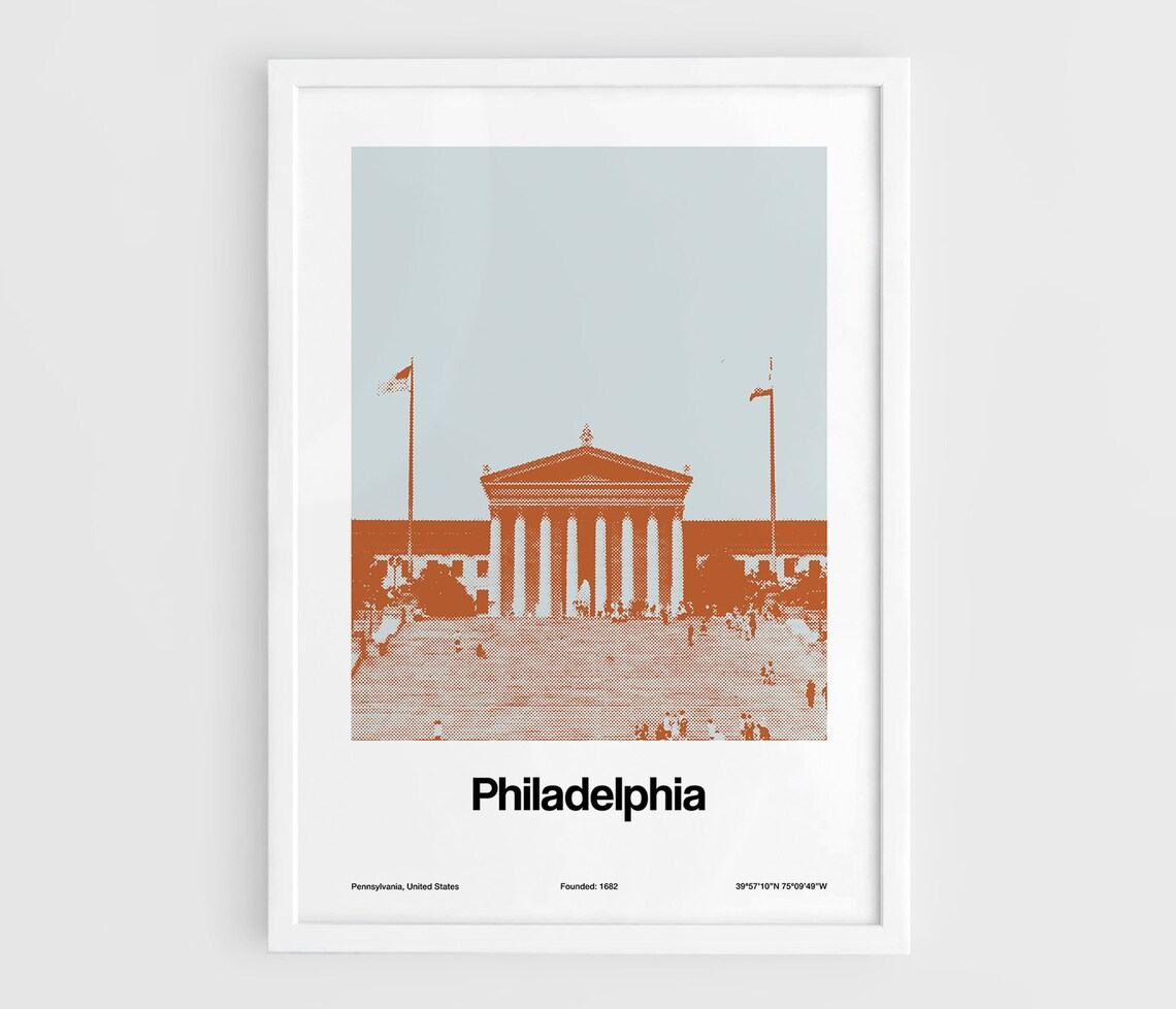Custom Philadelphia Rocky Steps Minimalist Travel Poster