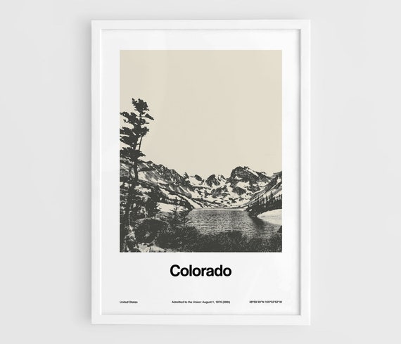 Colorado Lake Print, Minimalist Mountain Art Print