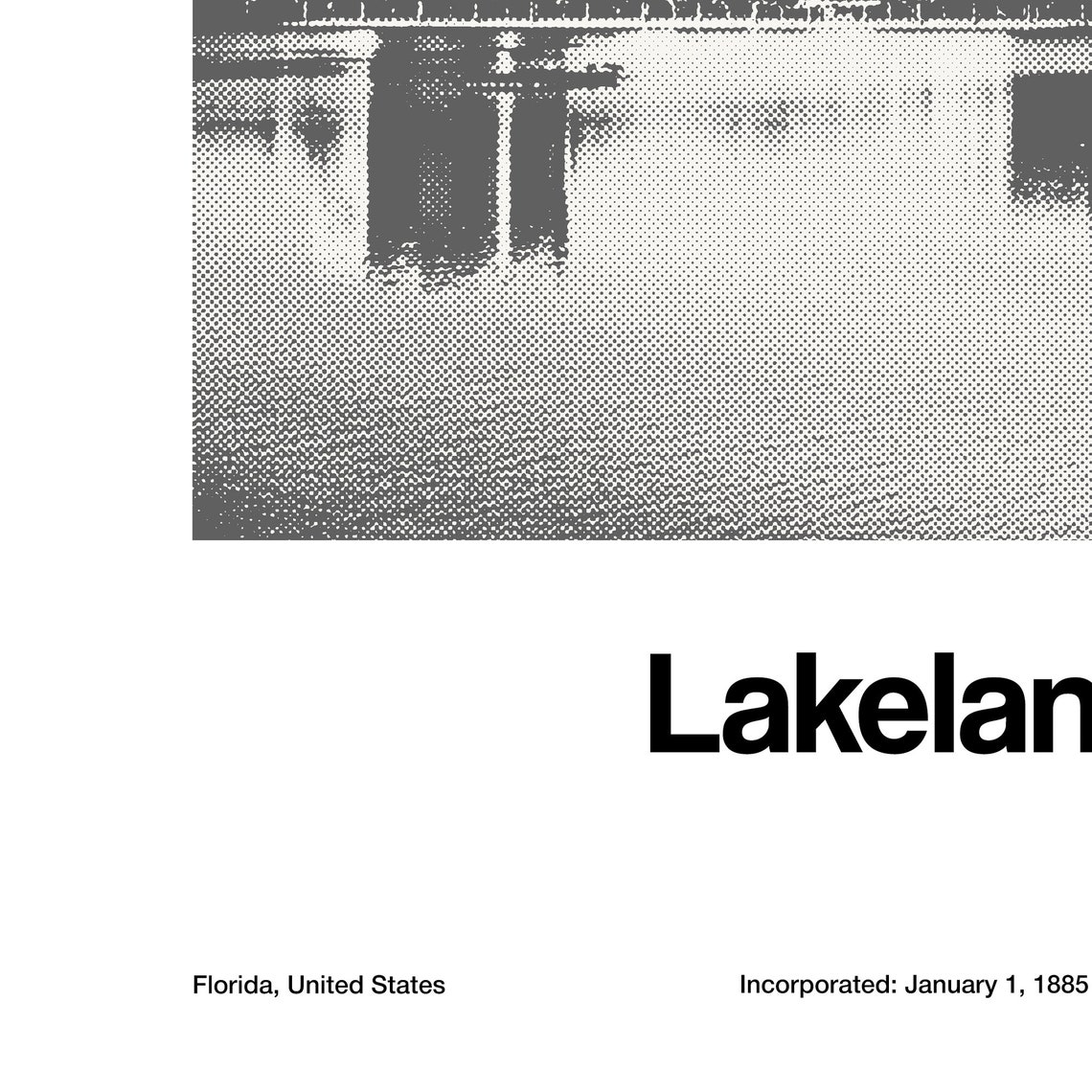 Lakeland Fl Poster Lakeland Florida Print Lake Mirror Park In Downtown Lakeland College Wall Art Minimalist Custom College Town Print - Image 3